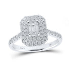 Radiant Elegance: 14kt White Gold Emerald Diamond Halo Bridal Wedding Engagement Ring 1 Cttw - Splendid Jewellery