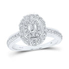 Radiant Elegance: 14kt White Gold Emerald Diamond Halo Bridal Wedding Engagement Ring 5/8 Cttw - Splendid Jewellery