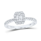 Radiant Elegance: 14kt White Gold Emerald Diamond Halo Bridal Wedding Engagement Ring 7/8 Cttw - Splendid Jewellery