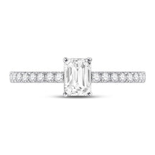 Load image into Gallery viewer, Radiant Elegance: 14kt White Gold Emerald Diamond Solitaire Bridal Wedding Engagement Ring 1 Cttw - Splendid Jewellery