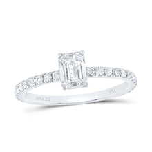 Load image into Gallery viewer, Radiant Elegance: 14kt White Gold Emerald Diamond Solitaire Bridal Wedding Engagement Ring 1 Cttw - Splendid Jewellery