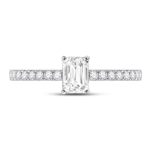 Radiant Elegance: 14kt White Gold Emerald Diamond Solitaire Bridal Wedding Engagement Ring 1 Cttw - Splendid Jewellery