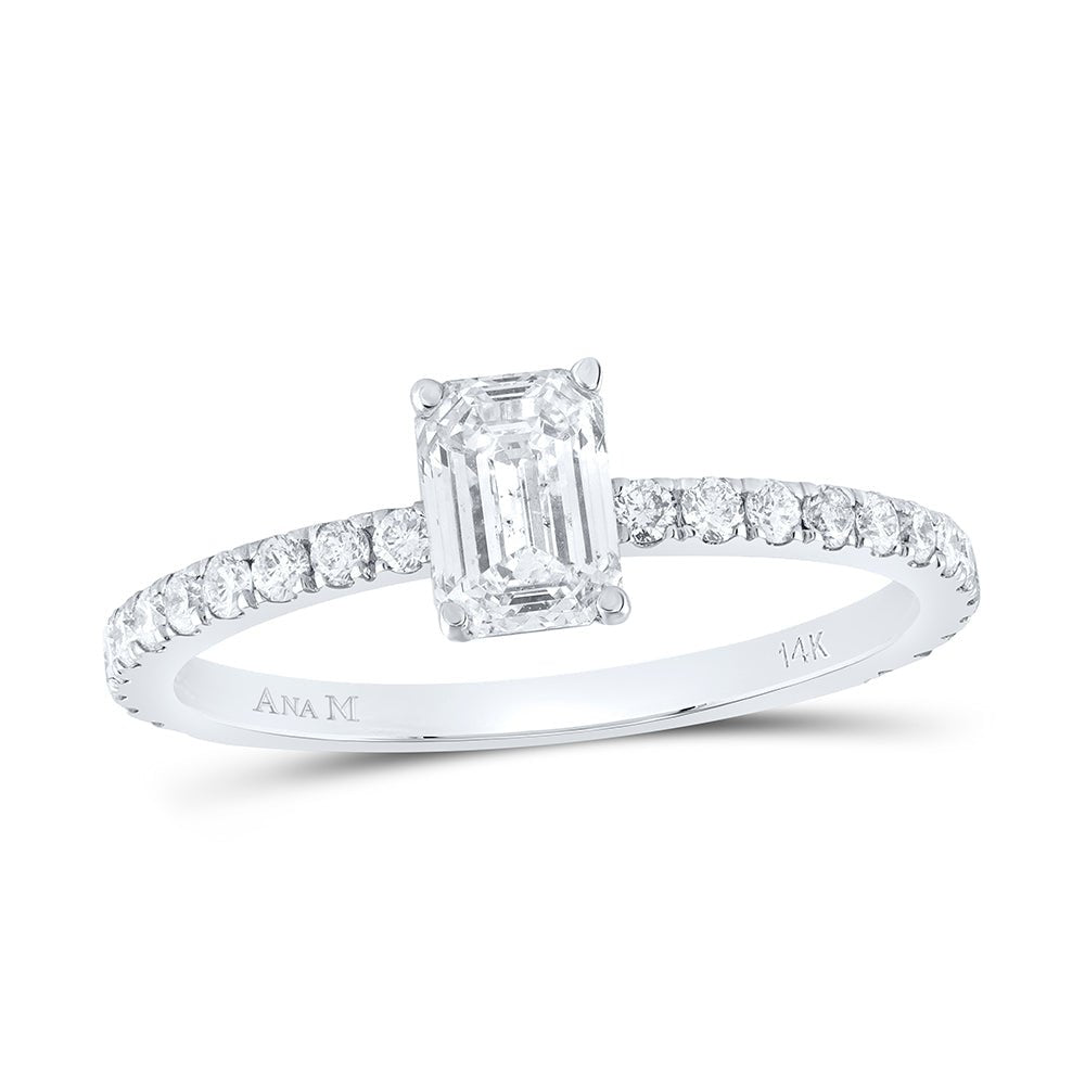 Radiant Elegance: 14kt White Gold Emerald Diamond Solitaire Bridal Wedding Engagement Ring 1 Cttw - Splendid Jewellery