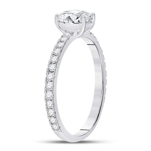 Radiant Elegance: 14kt White Gold Emerald Diamond Solitaire Bridal Wedding Engagement Ring 1 Cttw - Splendid Jewellery