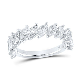 Radiant Elegance: 14kt White Gold Marquise Diamond Band Ring - Splendid Jewellery