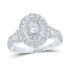 Radiant Elegance: 14kt White Gold Oval Diamond Halo Bridal Wedding Engagement Ring 1 Cttw - Splendid Jewellery
