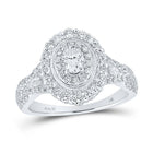 Radiant Elegance: 14kt White Gold Oval Diamond Halo Bridal Wedding Engagement Ring 1 Cttw - Splendid Jewellery