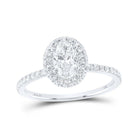 Radiant Elegance: 14kt White Gold Oval Diamond Halo Bridal Wedding Engagement Ring - Splendid Jewellery