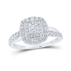 Radiant Elegance: 14kt White Gold Princess Diamond Halo Bridal Wedding Engagement Ring 3/4 Cttw - Splendid Jewellery