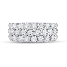Load image into Gallery viewer, Radiant Elegance: 14kt White Gold Triple Row Diamond Band Ring - Front View