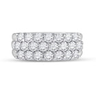 Radiant Elegance: 14kt White Gold Triple Row Diamond Band Ring - Front View