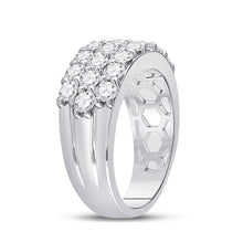 Load image into Gallery viewer, Radiant Elegance: 14kt White Gold Triple Row Diamond Band Ring - Side View