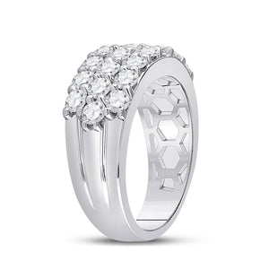 Radiant Elegance: 14kt White Gold Triple Row Diamond Band Ring - Splendid Jewellery