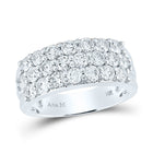 Radiant Elegance: 14kt White Gold Triple Row Diamond Band Ring - Top View