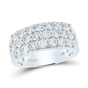 Radiant Elegance: 14kt White Gold Triple Row Diamond Band Ring - Splendid Jewellery