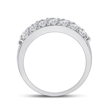 Load image into Gallery viewer, Radiant Elegance: 14kt White Gold Triple Row Diamond Band Ring - Second Side View
