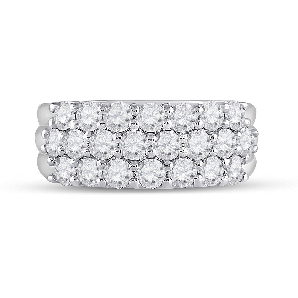 Radiant Elegance: 14kt White Gold Triple Row Diamond Band Ring - Splendid Jewellery