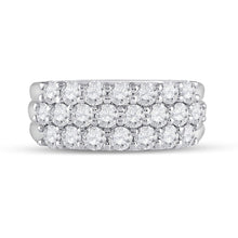 Load image into Gallery viewer, Radiant Elegance: 14kt White Gold Triple Row Diamond Band Ring - Splendid Jewellery
