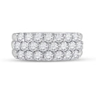 Radiant Elegance: 14kt White Gold Triple Row Diamond Band Ring - Splendid Jewellery