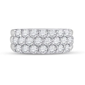Radiant Elegance: 14kt White Gold Triple Row Diamond Band Ring - Splendid Jewellery
