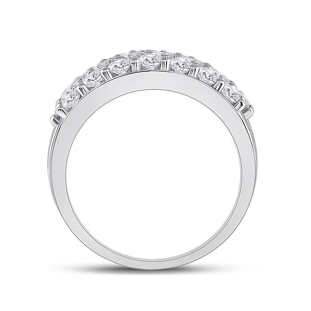 Radiant Elegance: 14kt White Gold Triple Row Diamond Band Ring - Splendid Jewellery