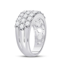 Load image into Gallery viewer, Radiant Elegance: 14kt White Gold Triple Row Diamond Band Ring - Splendid Jewellery