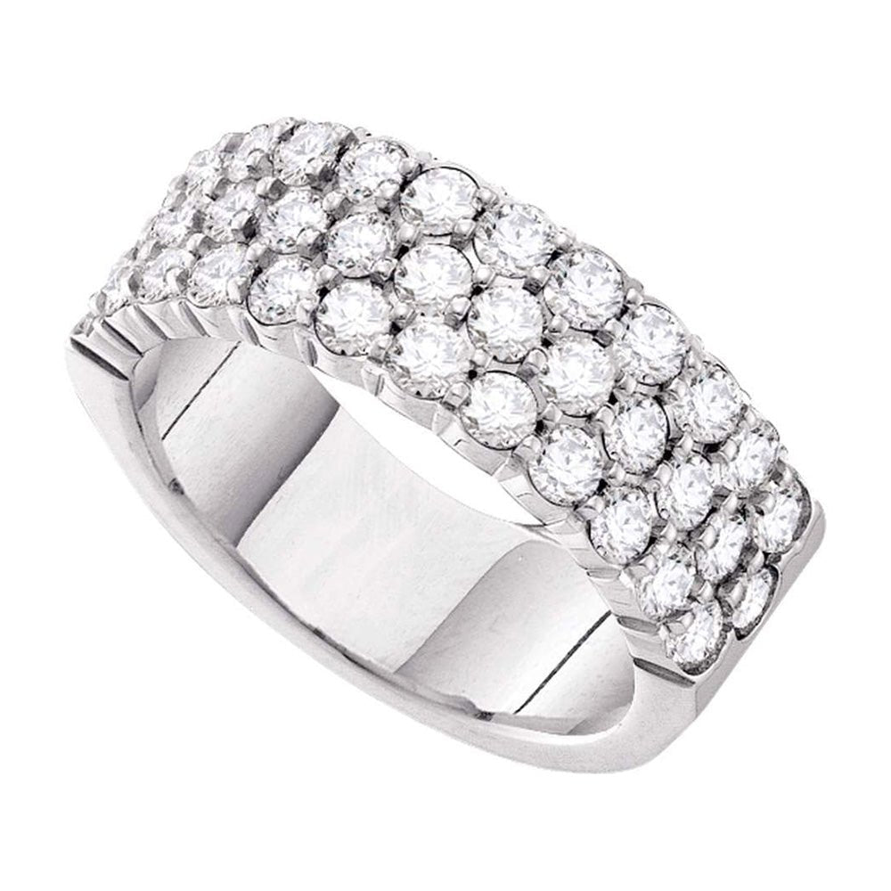 Radiant Elegance: 14kt White Gold Triple Row Diamond Pave Band Ring - Splendid Jewellery
