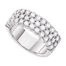 Load image into Gallery viewer, Radiant Elegance: 14kt White Gold Triple Row Diamond Pave Band Ring - Splendid Jewellery