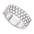 Radiant Elegance: 14kt White Gold Triple Row Diamond Pave Band Ring - Splendid Jewellery