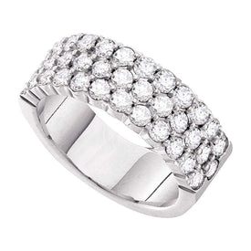 Radiant Elegance: 14kt White Gold Triple Row Diamond Pave Band Ring - Splendid Jewellery