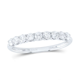 Radiant Elegance: 14kt White Gold Women's Round Diamond Anniversary Wedding Band - Top View