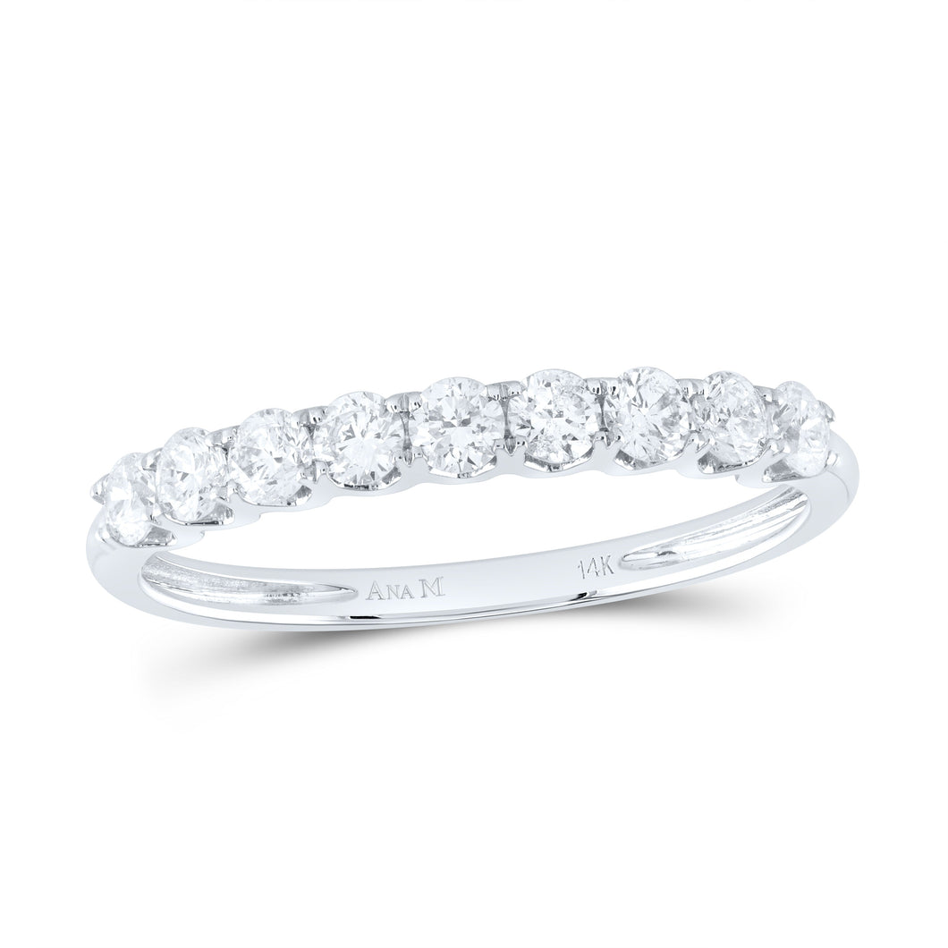 Radiant Elegance: 14kt White Gold Women's Round Diamond Anniversary Wedding Band - Splendid Jewellery