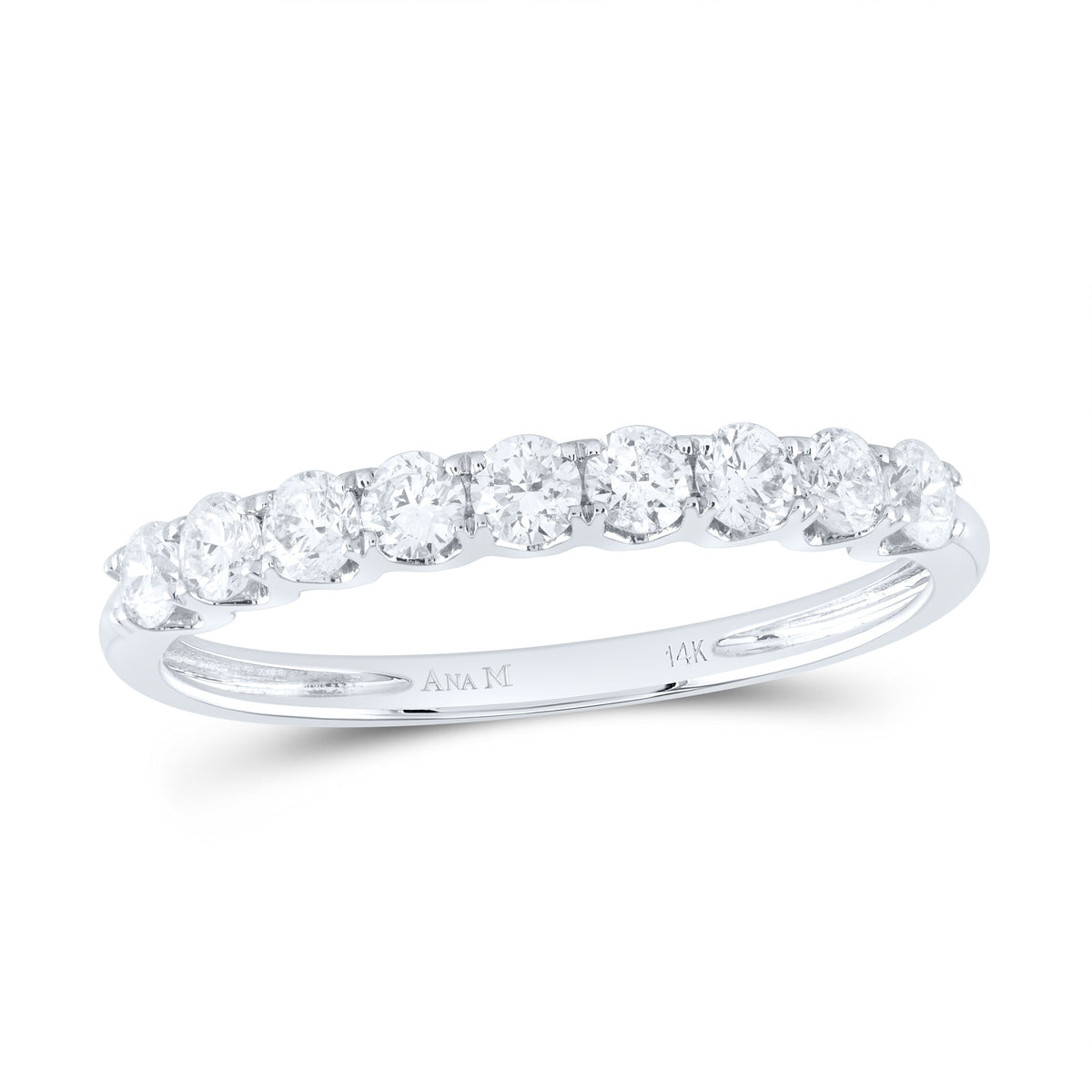 Radiant Elegance: 14kt White Gold Women's Round Diamond Anniversary Wedding Band - Splendid Jewellery