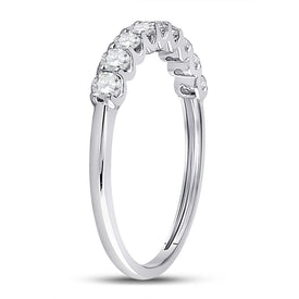 Radiant Elegance: 14kt White Gold Women's Round Diamond Anniversary Wedding Band - Front View