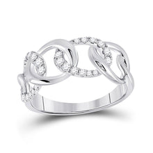 Load image into Gallery viewer, Radiant Elegance: 14kt White Gold Womens Round Diamond Curb Link Fashion Ring - Splendid Jewellery
