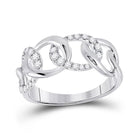Radiant Elegance: 14kt White Gold Womens Round Diamond Curb Link Fashion Ring - Splendid Jewellery