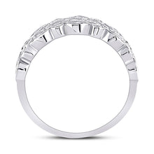 Load image into Gallery viewer, Radiant Elegance: 14kt White Gold Womens Round Diamond Oval Dot 3-Row Fashion Ring - Second Side View