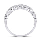 Radiant Elegance: 14kt White Gold Womens Round Diamond Oval Dot 3-Row Fashion Ring - Second Side View