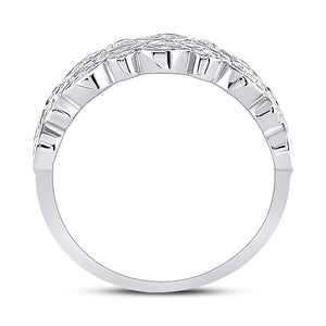 Radiant Elegance: 14kt White Gold Womens Round Diamond Oval Dot 3 - Row Fashion Ring - Splendid Jewellery