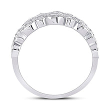 Load image into Gallery viewer, Radiant Elegance: 14kt White Gold Womens Round Diamond Oval Dot 3 - Row Fashion Ring - Splendid Jewellery