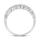 Radiant Elegance: 14kt White Gold Womens Round Diamond Oval Dot 3 - Row Fashion Ring - Splendid Jewellery