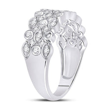 Load image into Gallery viewer, Radiant Elegance: 14kt White Gold Womens Round Diamond Oval Dot 3 - Row Fashion Ring - Splendid Jewellery