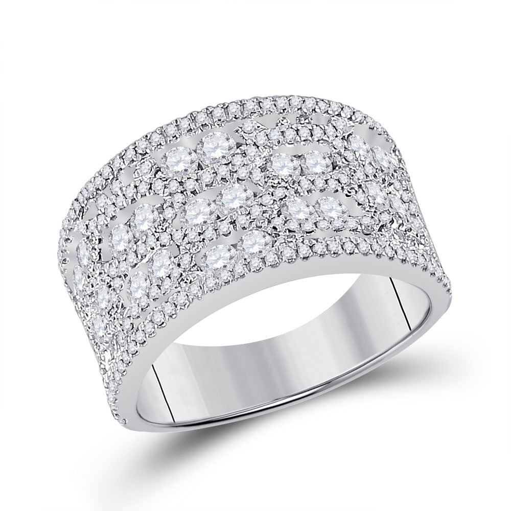 Radiant Elegance: 14kt White Gold Womens Round Diamond Right Hand Cocktail Ring 1 - 3/4 Cttw - Splendid Jewellery