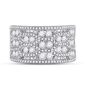 Radiant Elegance: 14kt White Gold Womens Round Diamond Right Hand Cocktail Ring 1-3/4 Cttw - Front View
