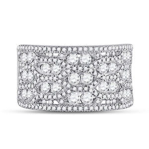 Radiant Elegance: 14kt White Gold Womens Round Diamond Right Hand Cocktail Ring 1 - 3/4 Cttw - Splendid Jewellery