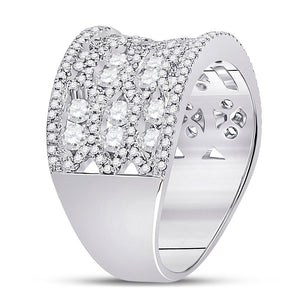 Radiant Elegance: 14kt White Gold Womens Round Diamond Right Hand Cocktail Ring 1 - 3/4 Cttw - Splendid Jewellery