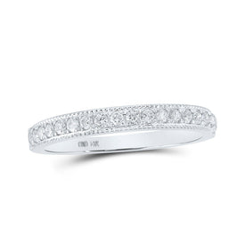 Radiant Elegance: 14kt White Gold Women's Round Diamond Single Row Band Ring - Splendid Jewellery