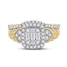 Radiant Elegance: 14kt Yellow Gold Baguette Diamond Bridal Wedding Ring Band Set 3/4 Cttw - Splendid Jewellery