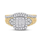 Radiant Elegance: 14kt Yellow Gold Baguette Diamond Bridal Wedding Ring Band Set 3/4 Cttw - Splendid Jewellery