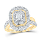 Radiant Elegance: 14kt Yellow Gold Emerald Diamond Halo Bridal Wedding Engagement Ring 1 - 1/2 Cttw - Splendid Jewellery